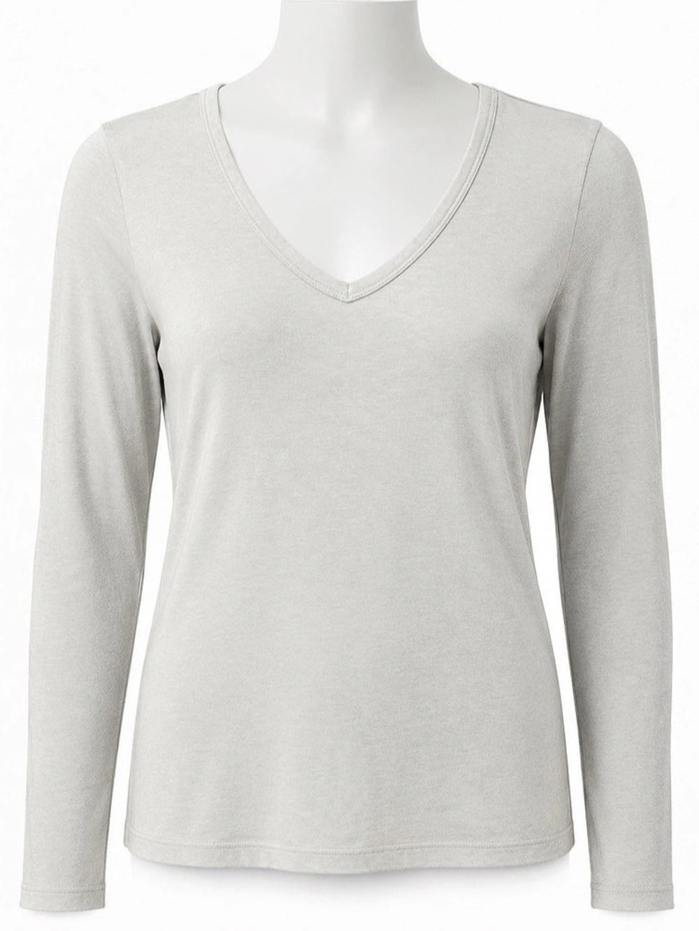 American Eagle Women's Cream V-Neck Long Sleeve Top Small